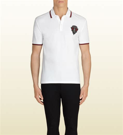 white gucci polo shirt|white Gucci polo shirts men.